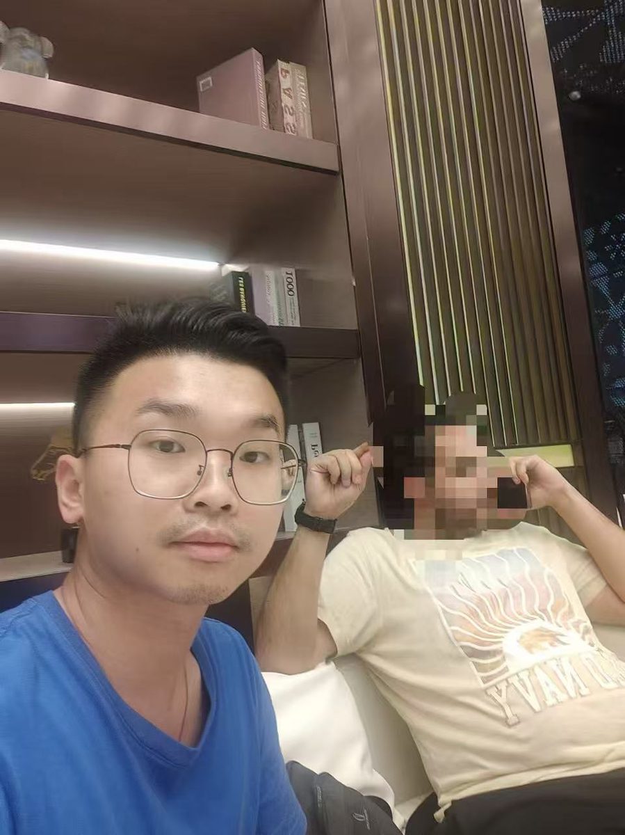 Customer relaxing after factory inspection
